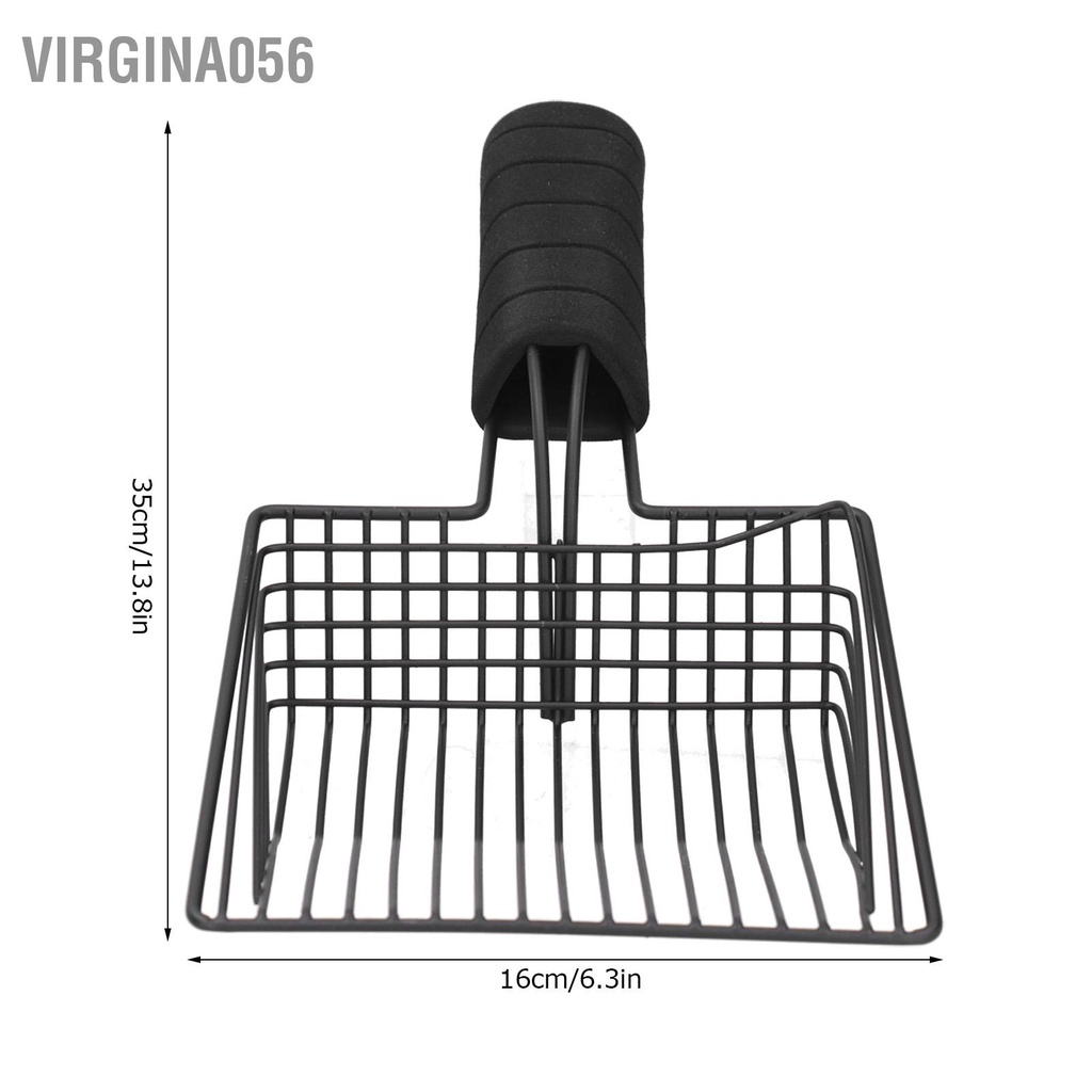 Virgina056 Kim loại có thể tái sử dụng Cát xả cát Muỗng Sifter Xẻng Vật làm sạch Mèo vật nuôi Màu đen
