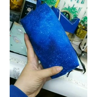 Hộp bút vải xanh loang