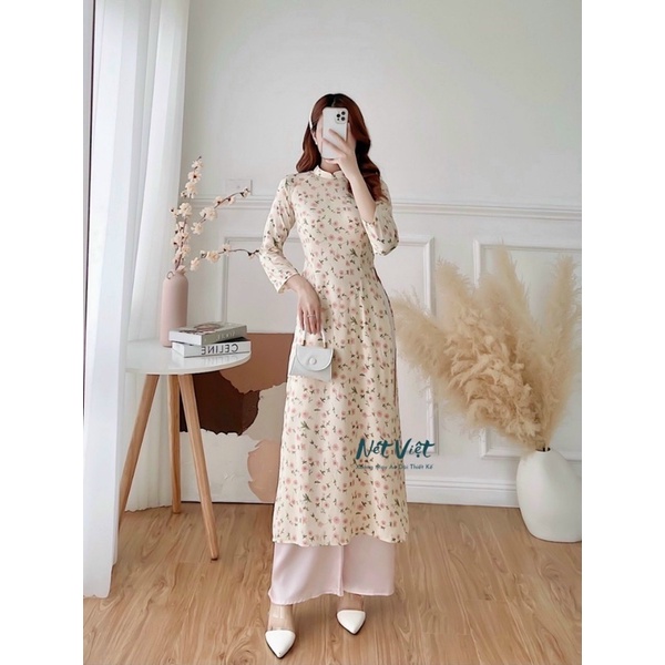 Áo dài hoa nhí hoạ tiết xinh xắn các nàng tư tin diện dạo phố,chụp ảnh siêu xinh