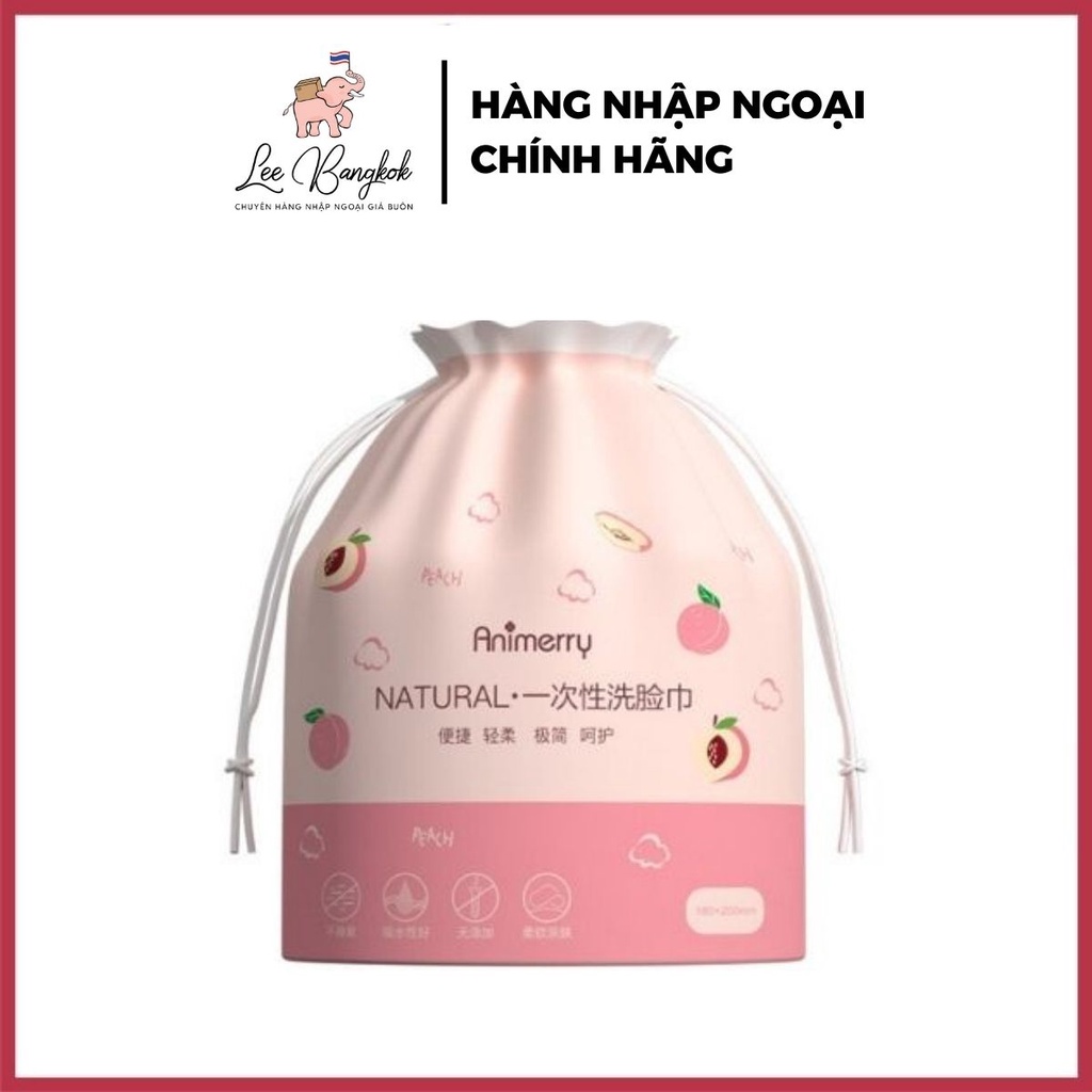Khăn Mặt Khô Animerry Dùng 1 Lần Khăn Trái Đào Siêu Mềm, Dai, Mịn Rửa Mặt Vệ Sinh Túi Kute - Lee Bangkok