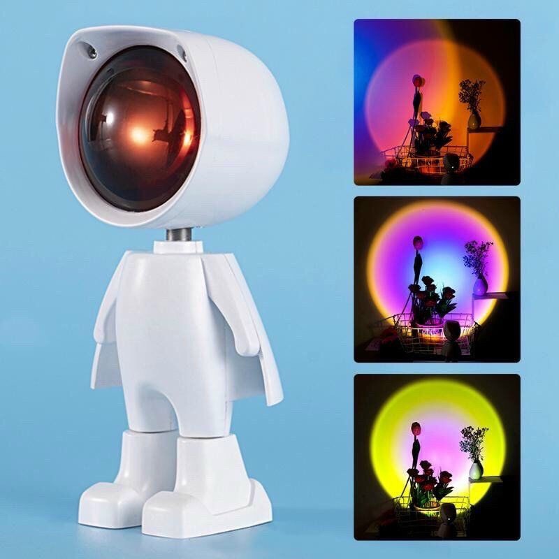 Đèn Phi Hành Gia - Đèn Led Robot Hoàng Hôn/Cầu Vồng - Đèn quay Tiktok - Đèn Robot Sống Ảo Quay Video Chụp Ảnh