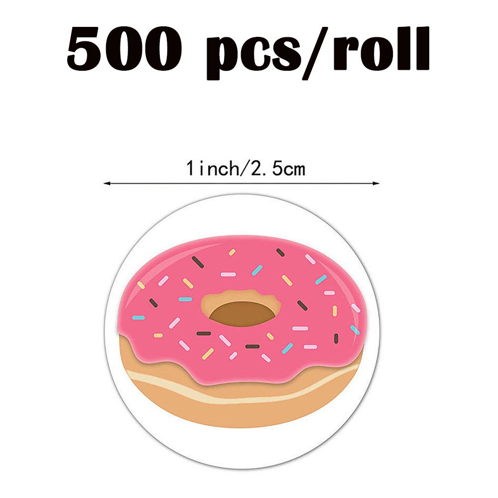 UFANSM 500 Nhãn Dán Giấy Hình Bánh Donut Dùng Trang Trí Hộp Quà