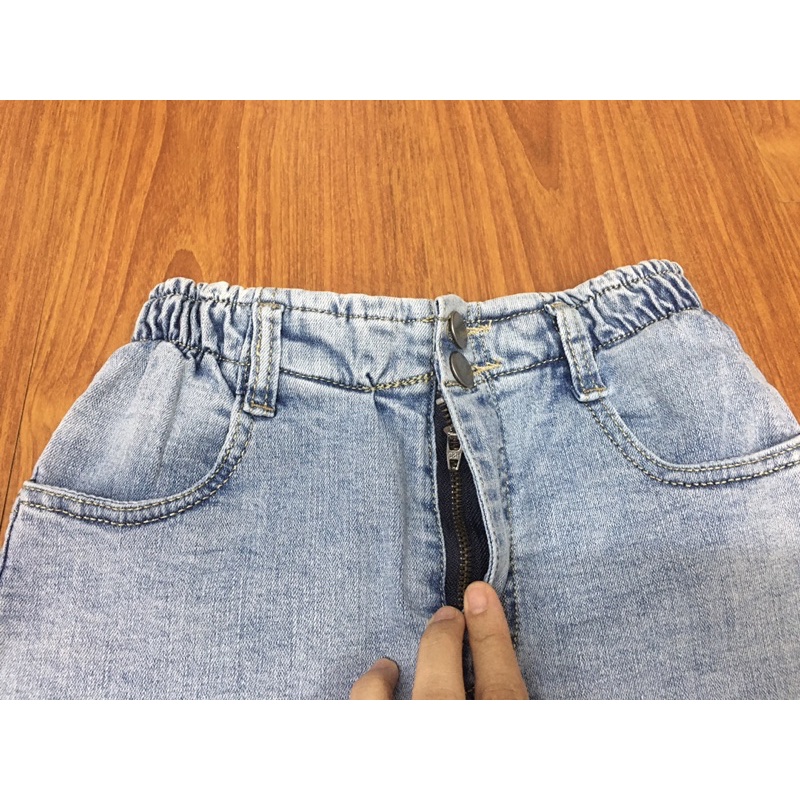 Chân váy jean chữ A dáng dài lưng thun co giãn