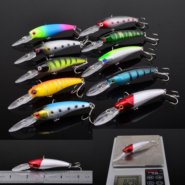 Bộ 20 mồi câu cá giả bằng nhựa 10Cm / 3.5Cm kèm móc câu tiện dụng