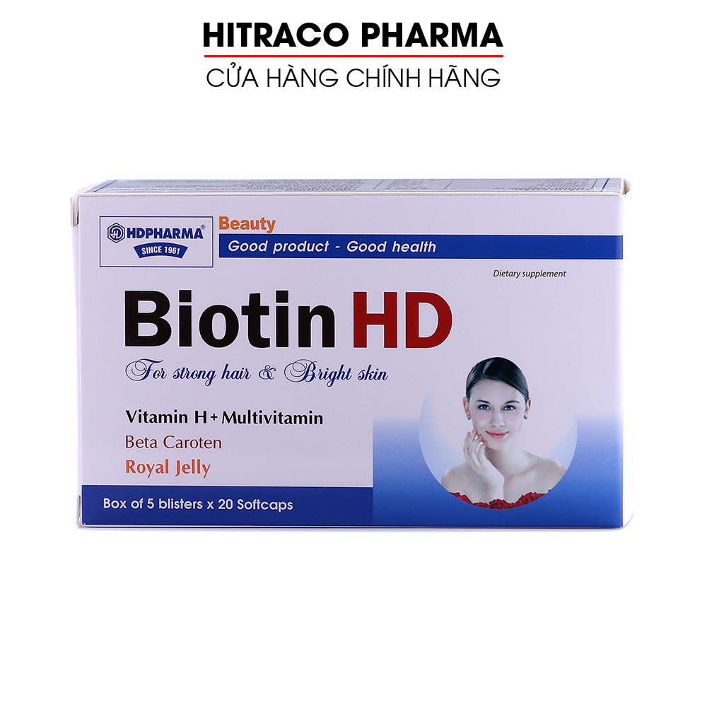 Viên uống Biotin HD cho mái tóc khỏe và làn da sáng - Hộp 100 viên | BigBuy360 - bigbuy360.vn
