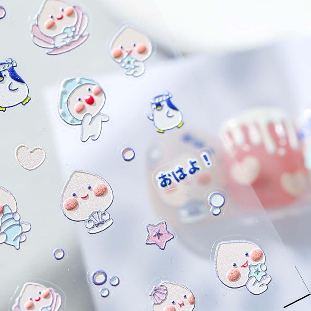 Miếng Dán Trang Trí Móng Tay Tự Dính Họa Tiết Dâu Tây Hoạt Hình 5D Dễ Thương DIY