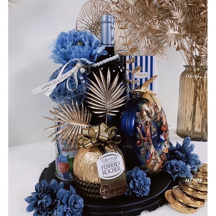 Set quà tết cao cấp vang-trà- cầu vàng rocher-kẹo