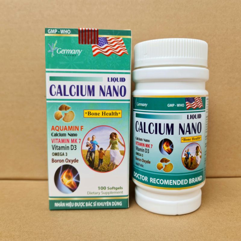 LIQUID CALCIUM NANO giúp bổ sung canxi, chống còi xương, loãng xương - Hộp 100 viên chính hãng