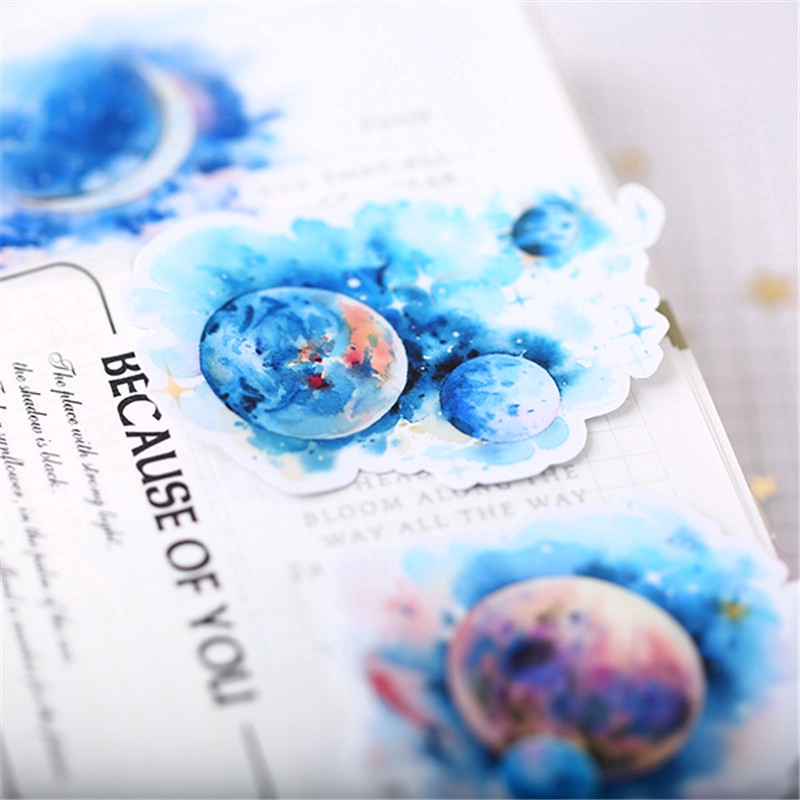 ❀ Blue Planet Diary Giấy và decal dán tường ❀ 15pcs/set Fashion Album Scrapbooks Mixed DIY Decor Stickers ML07449