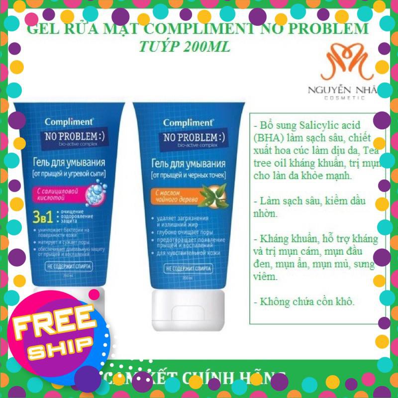 Sữa Rửa Mặt Compliment No Problem Dạng Gel Giảm Mụn, Se Khít Lỗ Chân Lông