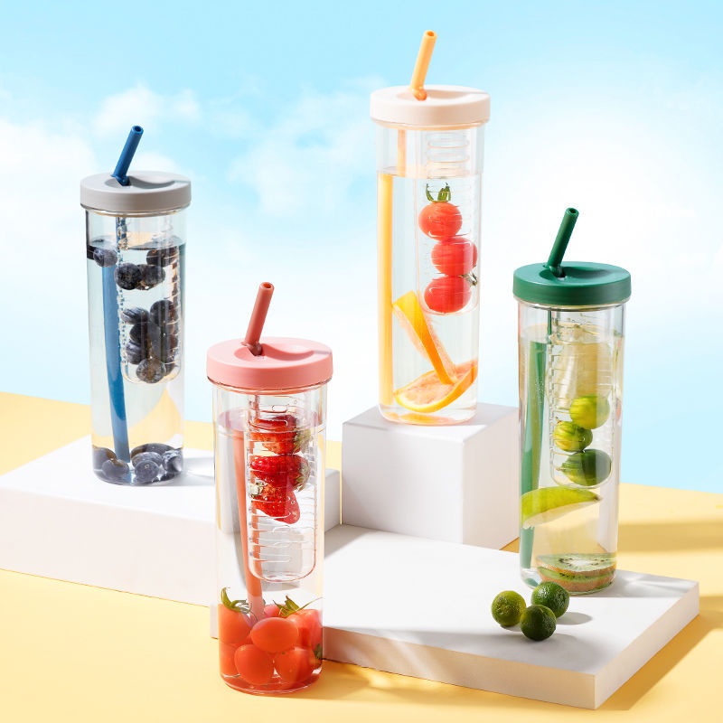Bình Đựng Nước DETOX Có Lõi Khuấy Độc Đáo Dung Tích 700ml Kèm Ống Hút
