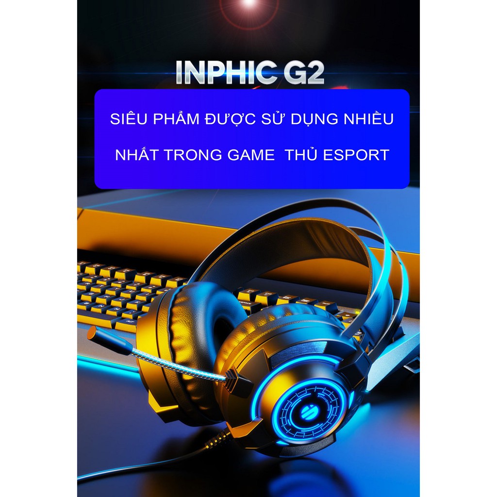 Tai nghe headphone gaming 7.1 ARINFA Inphic G2H - Âm siêu trầm sống động nhẹ dẻo cho game thủ chuyên nghiệp - Chính Hãng