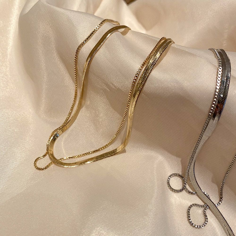 Vòng cổ Hợp Kim Ngắn Hai Lớp Phong Cách Hàn Quốc Thanh Lịch Dành Cho Nữ