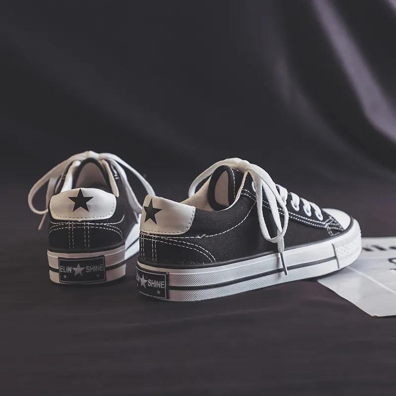 Giày Vải canvas Cổ Thấp Màu Trắng Phong Cách Hàn Quốc Thời Trang Xuân Thu Cho Nữ