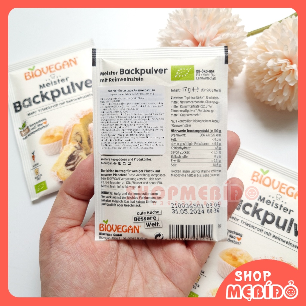 Bột Nở Hữu Cơ Backpulver Biovegan 17g Đức Cho Bé Ăn Dặm