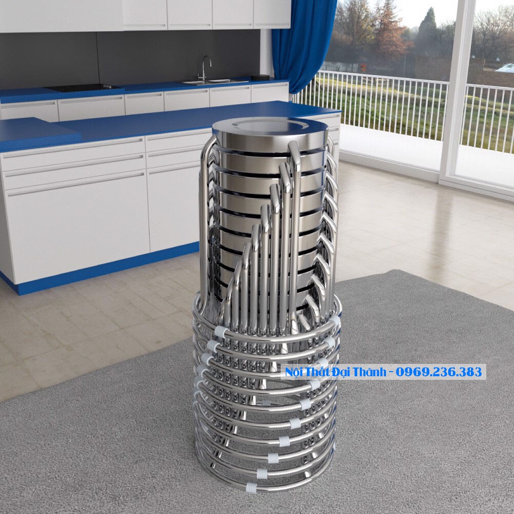 Ghế đẩu inox chân cao Đại Thành loại tốt