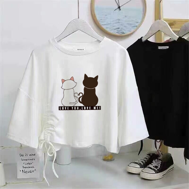 Áo Croptop Dây Rút Form Rộng Phong Cách Hàn Quốc