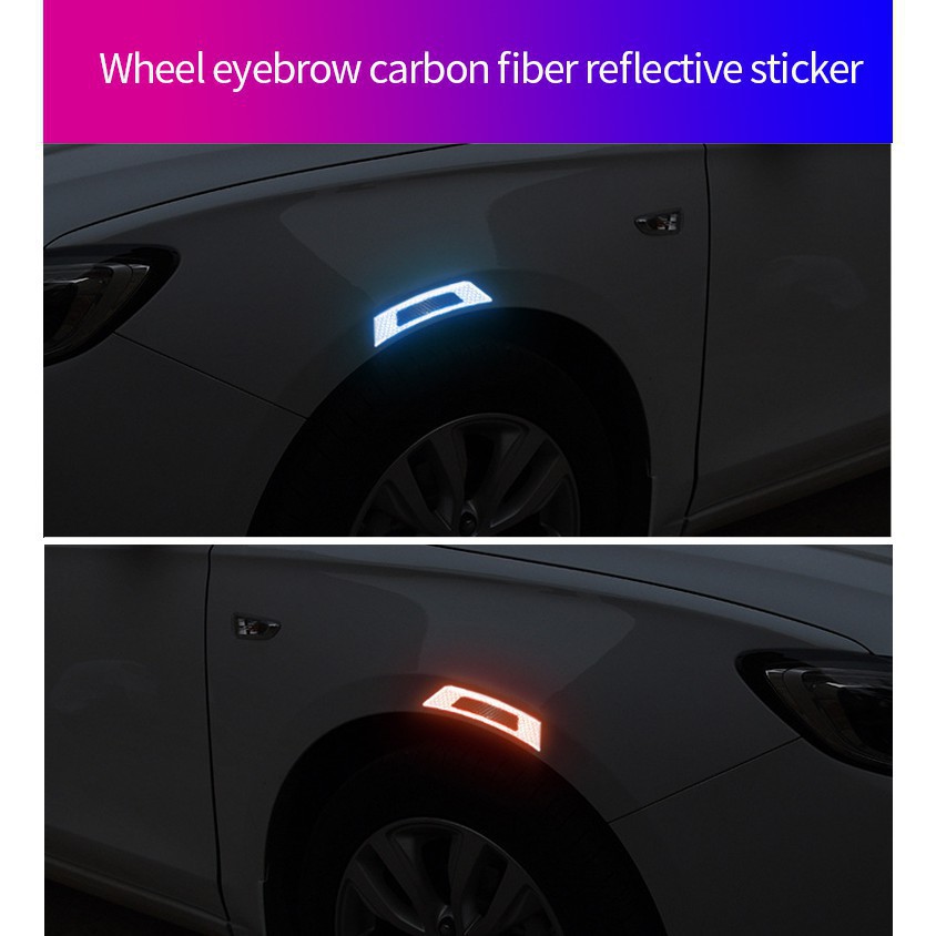 Bộ miếng dán cửa xe ô tô bằng sợi carbon 5D phản quang cảnh báo an toàn chống va đập phổ biến