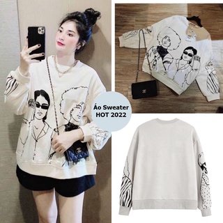 Áo sweater thu đông nữ from rộng hot hit