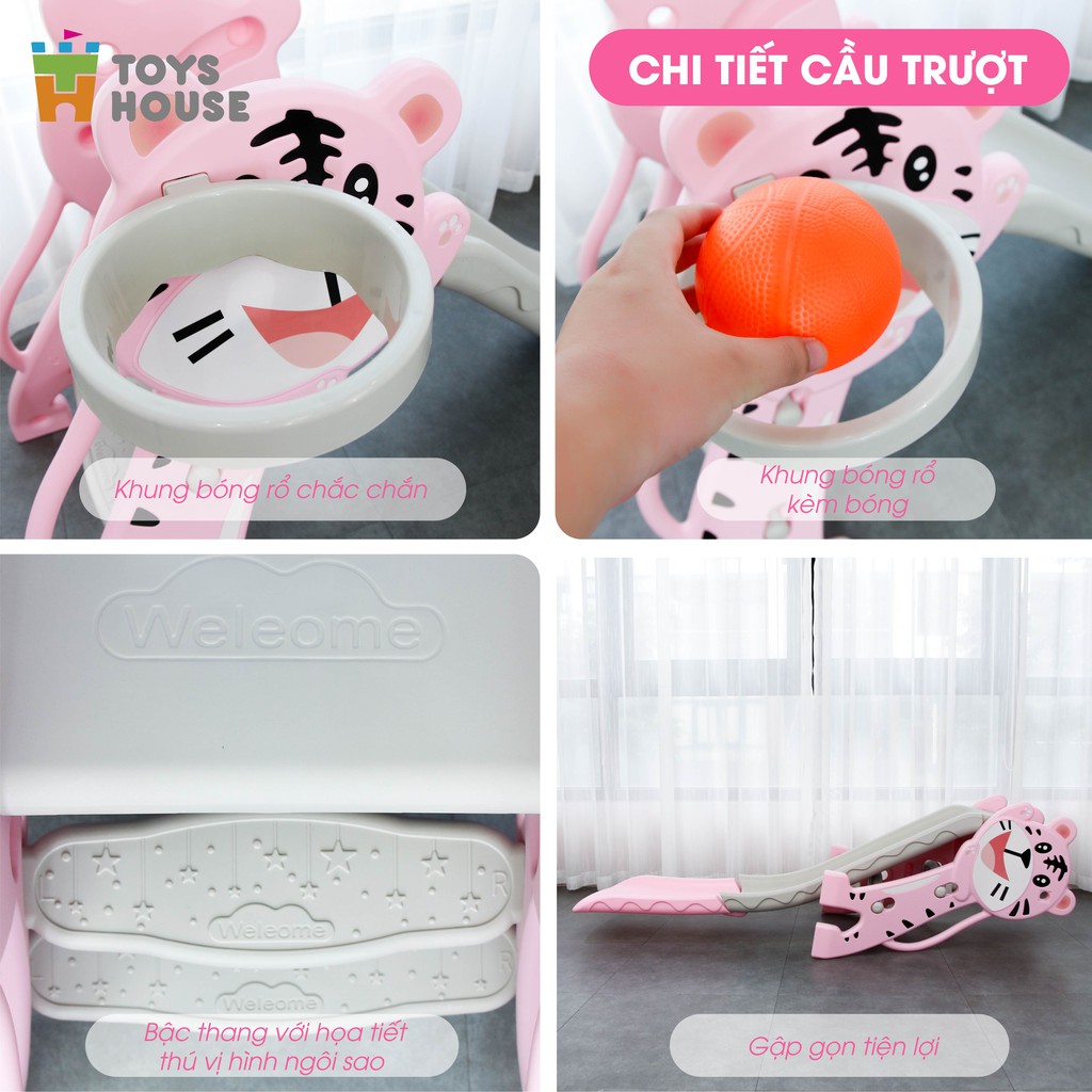 [Mã BMBAU300 giảm 10% đơn 499K] Cầu trượt kèm Khung bóng rổ cho bé Toys House WM19024, hàng chính hãng cao cấp