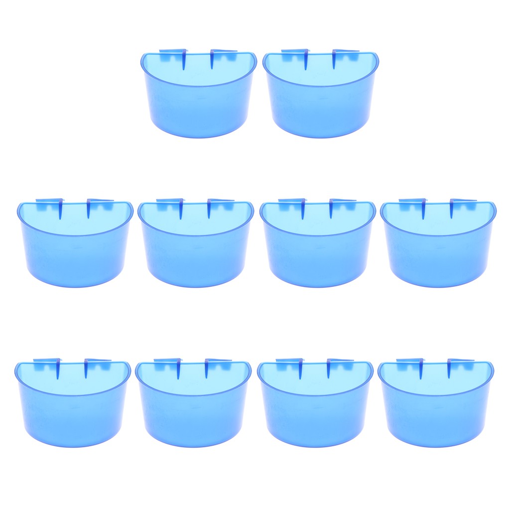 10 Pcs Bird Pigeon Semi-circular Hanging Water Feed Cups Feeder for Cage