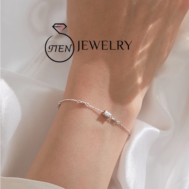 Lắc tay bạc nữ 925 đính đá sang trọng, vòng tay bạc nữ tính xinh xắn nhẹ nhàng - Tien Jewelry