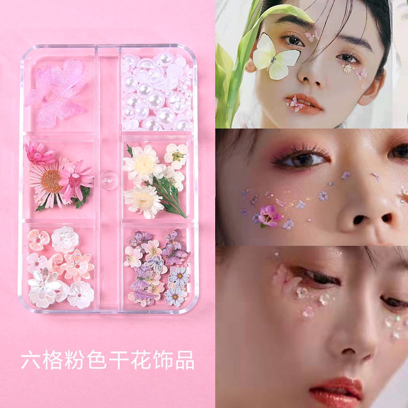 Miếng Dán Trang Trí Mặt Hình Cánh Hoa Khô Và Bướm Xinh Xắn