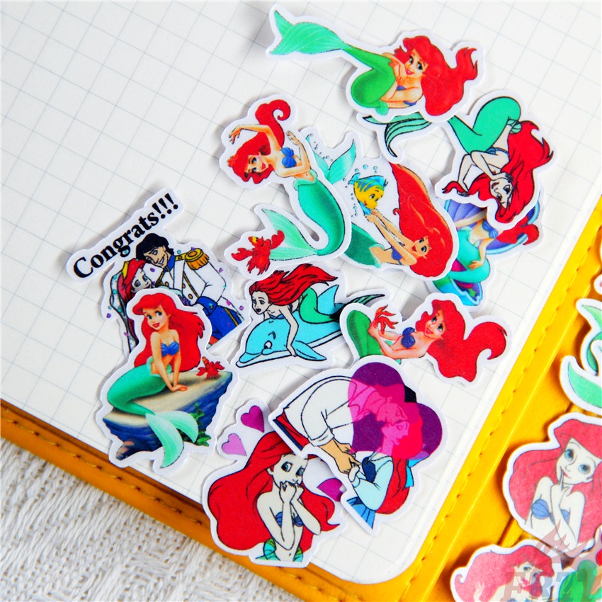 ★★★ Ariel. Miếng Dán Hình Công Chúa Nhỏ Xinh Trang Trí Sổ Tay Q-2 ★★★ Bộ 48 Sticker Dán Trang Trí Album