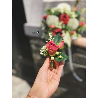 Cài áo chú rể - tone đỏ