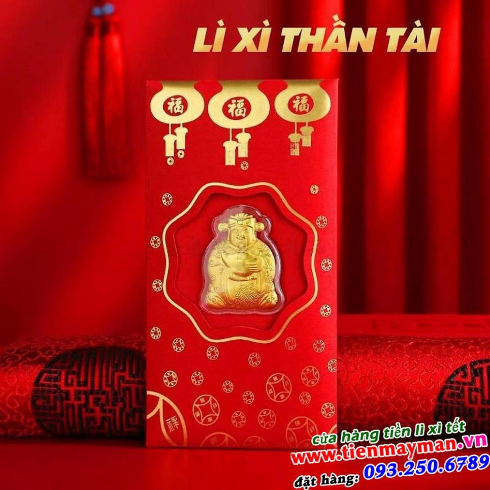 Lì xì độc ý nghĩa - phong bao lì xì vàng thần tài 24k