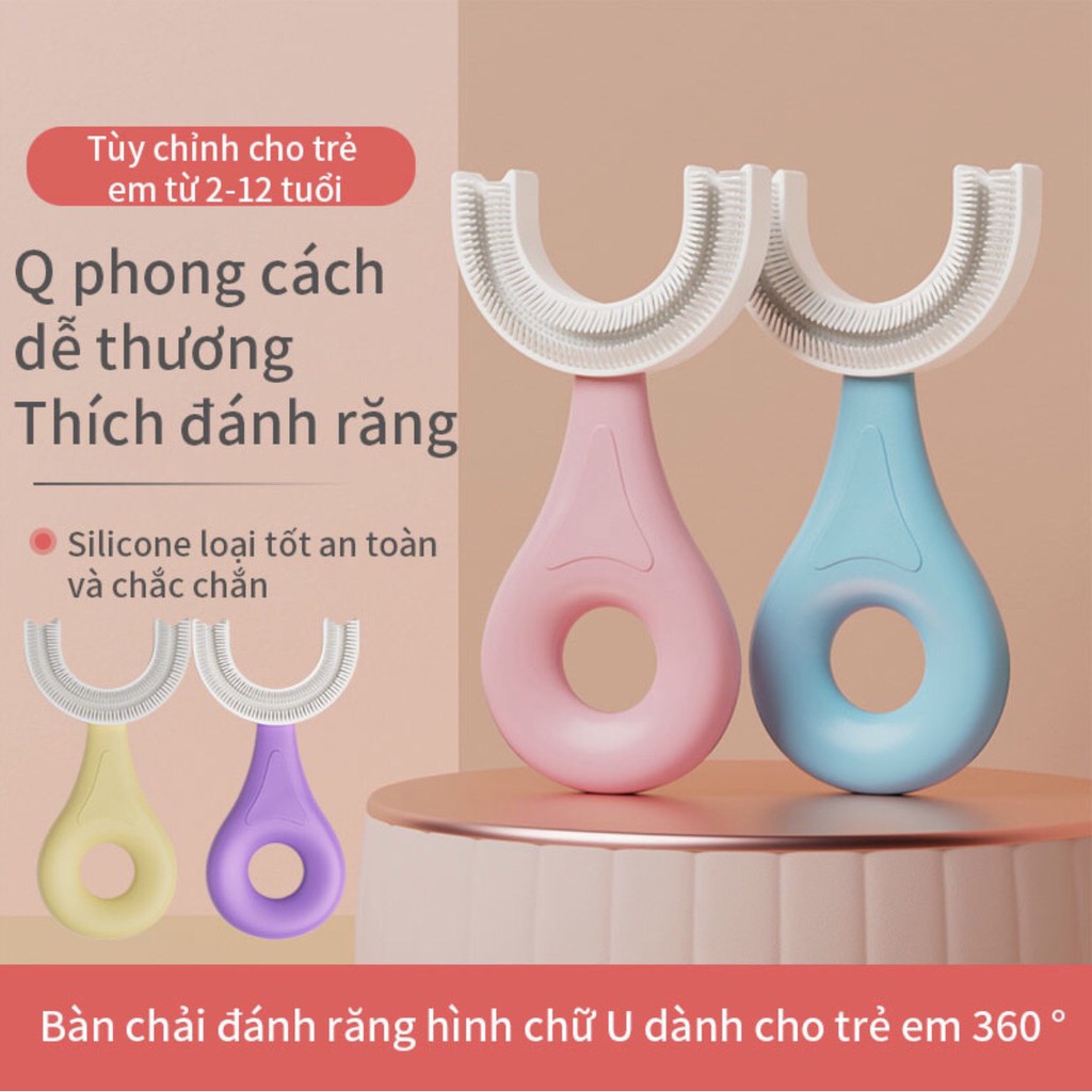 Bàn chải đánh răng hình chữ U bằng silicon cho bé 2 -12 tuổi