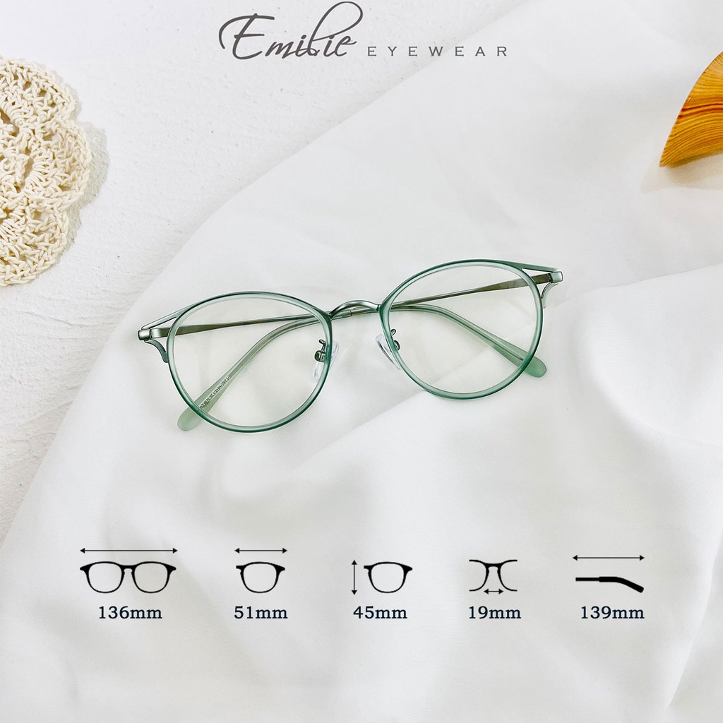 Gọng kính mắt mèo nữ nhiều màu hàn quốc Kính mắt Emilie phụ kiện thời trang 90029