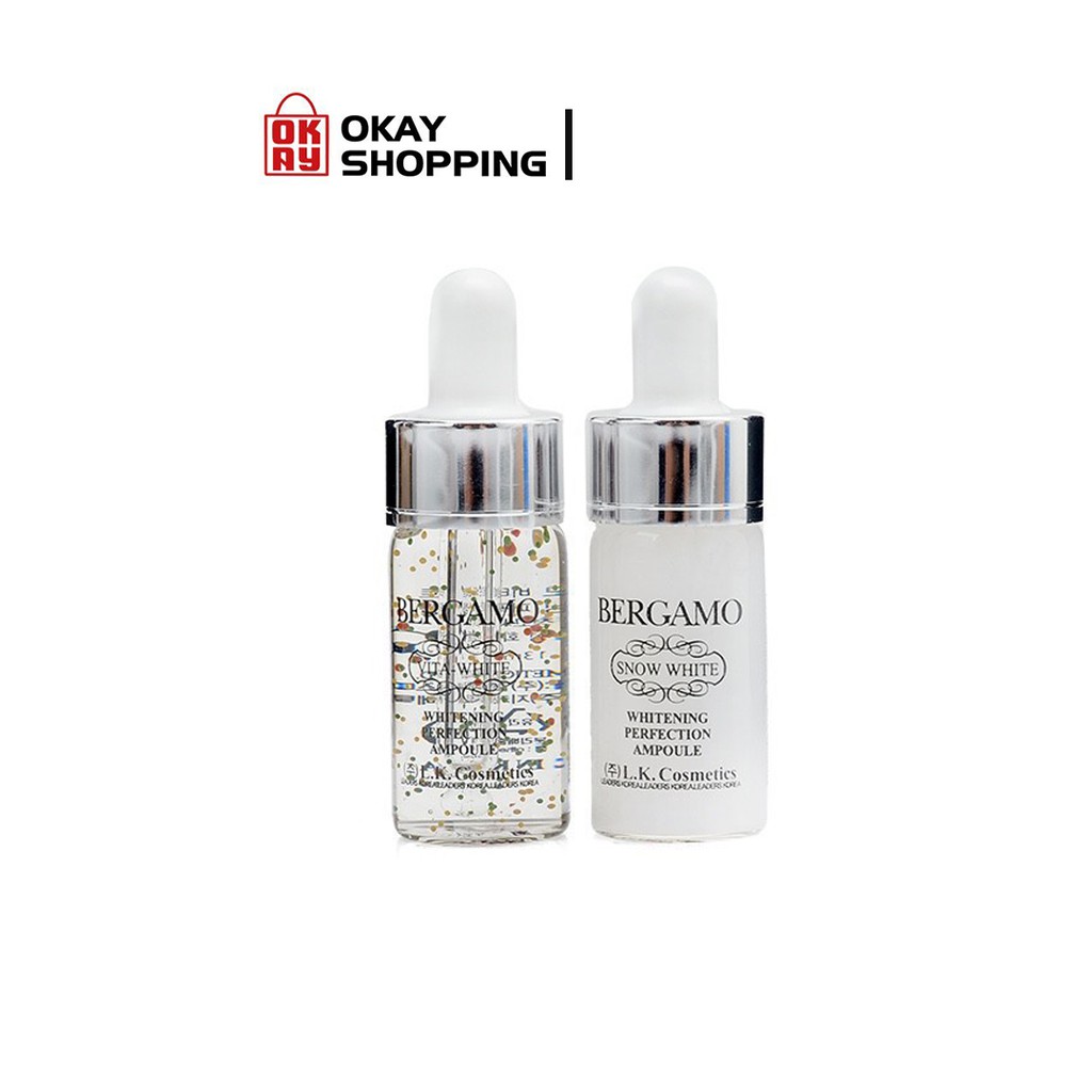 Set 4 chai serum dưỡng da BERGAMO SNOW WHITE & VITA-WHITE WHITENING PERFECTION AMPOULE 13ml