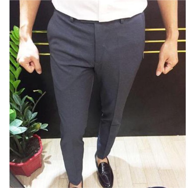 Quần Âu Nam Màu Ghi Đậm Vải Chéo Quần tây nam dáng côn hàn quốc cực chất | BigBuy360 - bigbuy360.vn