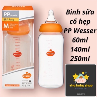 Bình sữa cổ hẹp 𝐏𝐏 wesser 60ml/140ml/250ml