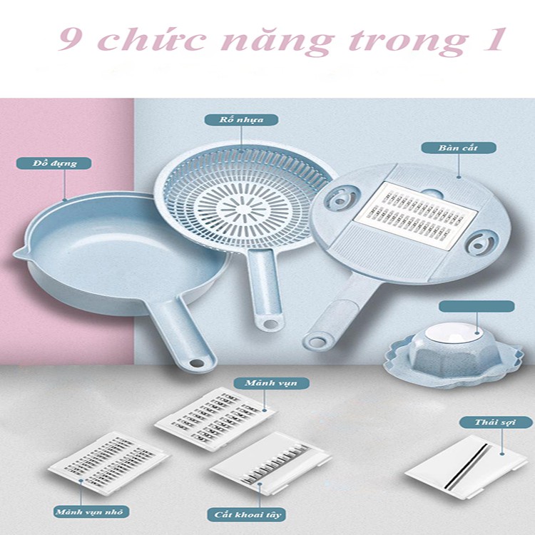 Bào rau củ 9 chức năng với 4 lưỡi cắt gọt tạo hình món ăn thêm hấp dẫn