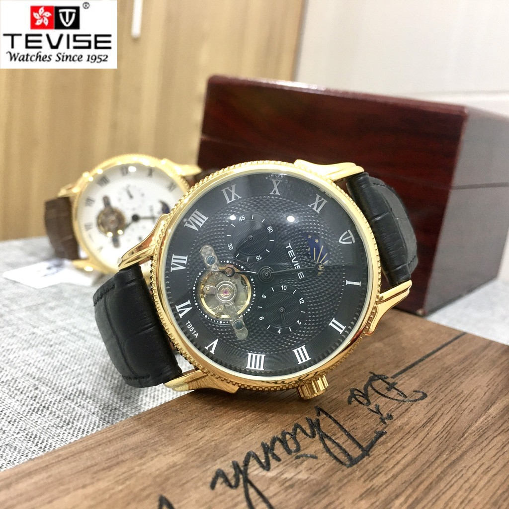 Đồng hồ cơ nam TEVISE T851A chính hãng, cơ tự động, kính saphire nguyên khối, có lịch nhật nguyệt | BigBuy360 - bigbuy360.vn