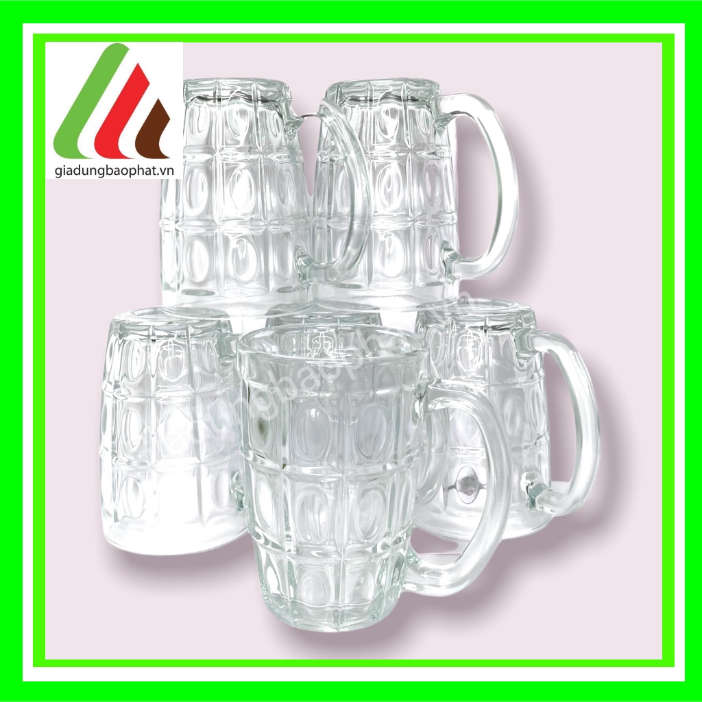 Bộ 6 ly bia thủy tinh có quai cầm 410ml việt tiệp chính hãng