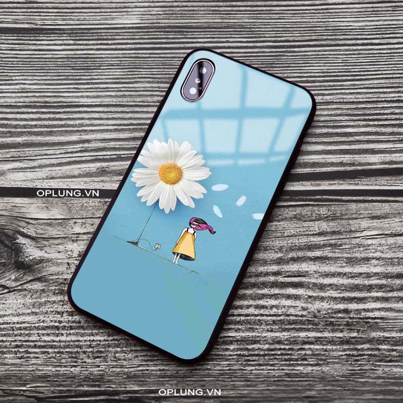 Ốp iphone tráng gương - ốp mặt kính hình cô gái Hoa cúc đủ mã cho iphone 6 đến 14Promax - K270