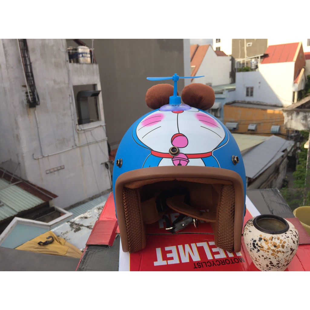 Nón bảo hiểm 3/4 DOREMON CÓ TAI + CHONG CHÓNG ĐÁNG YÊU