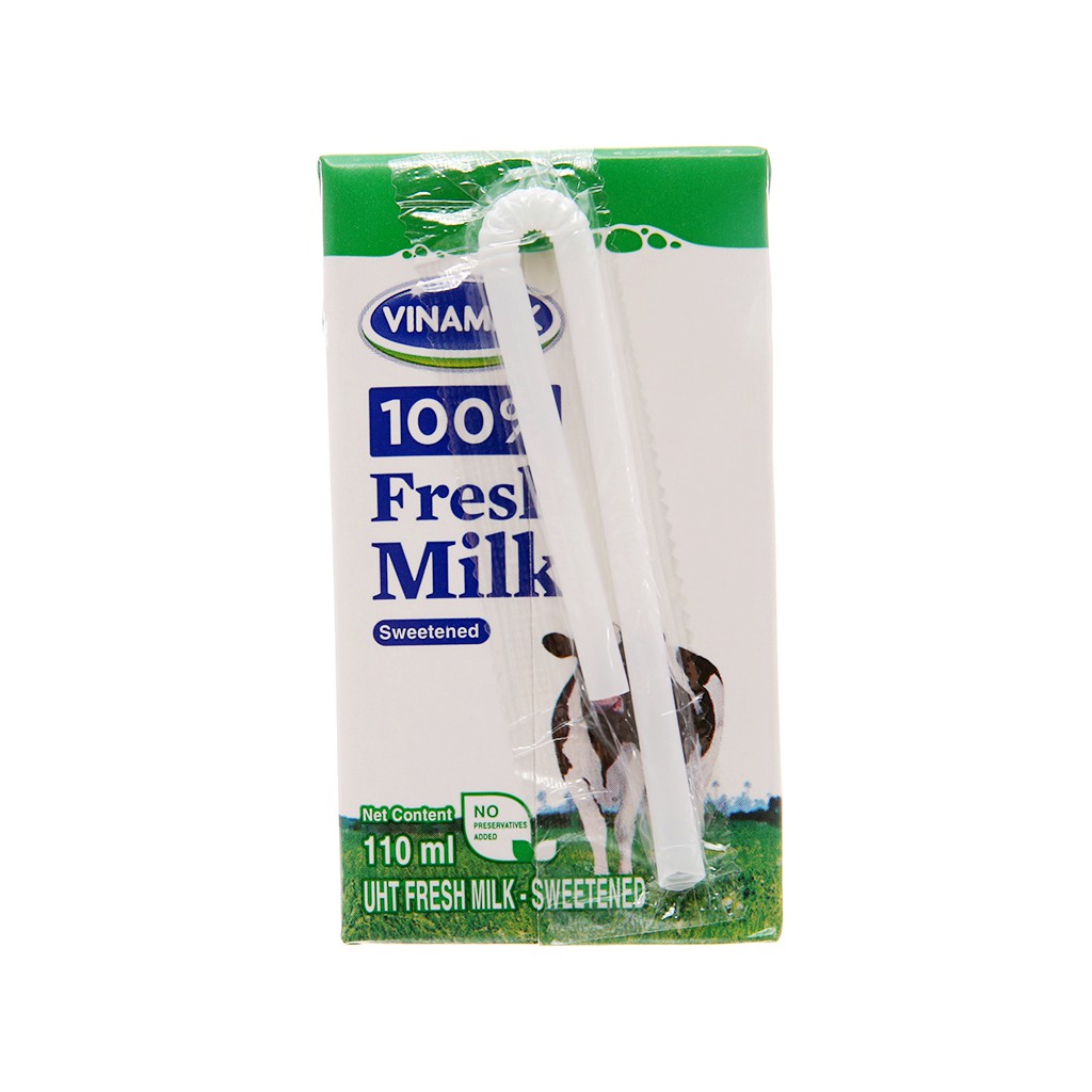Lốc 4 hộp sữa tươi có đường Vinamilk 100% Sữa Tươi 110ml