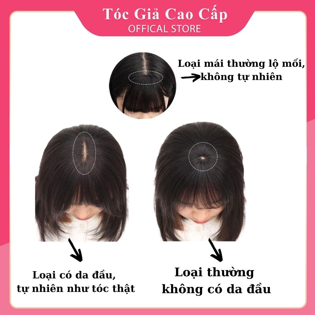 Tóc mái giả 3d nữ đẹp, tóc thật 100%, uốn duỗi nhuộm được, loại có rãnh da đầu.