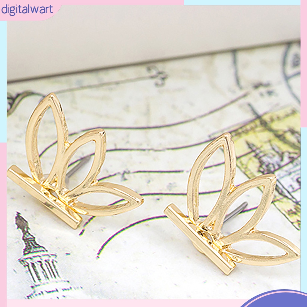 Cặp khuyên tai 2 mặt thiết kế hình cánh hoa sen sang trọng cá tính dành cho nữ