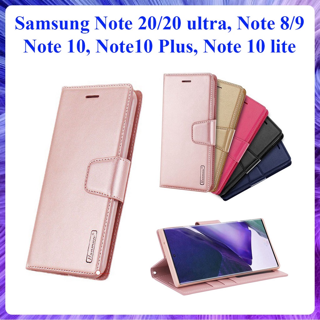 Bao da dạng ví Samsung Note 20, Note 20 ultra, Note 10 Plus, Note 8, Note 9, Note 10 lite ngăn đựng thẻ Hanman
