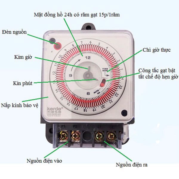 Công tắc hẹn giờ lập trình cơ công suất lớn Kerde