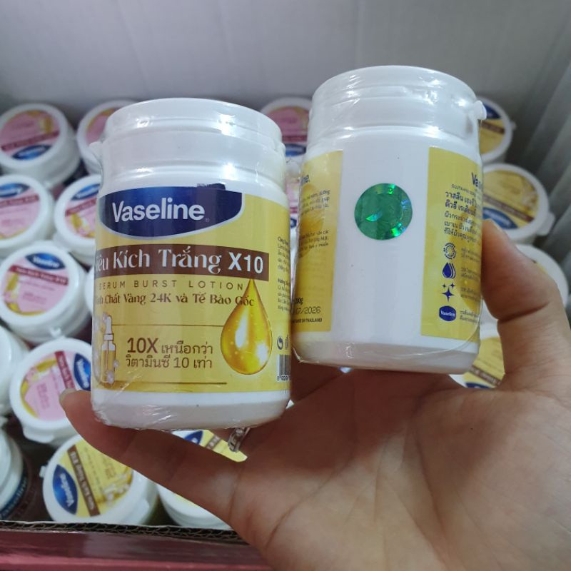 Siêu kích trắng vaseline x10 tinh chất 24K và tế bào gốc serum burst lotion 250gr