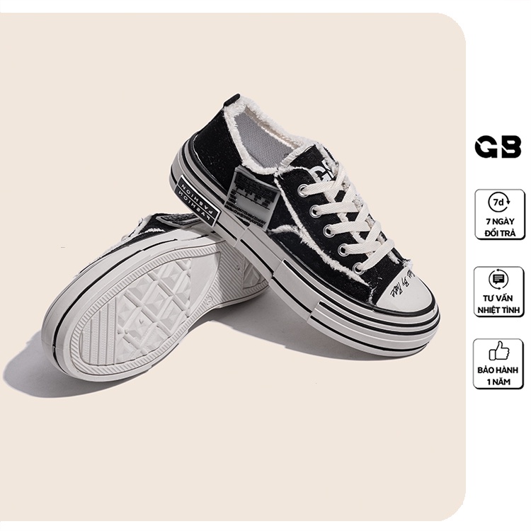 Giày Sneaker Nữ Đen Đế Cao Viền Rách Cá Tính giayBOM B1650