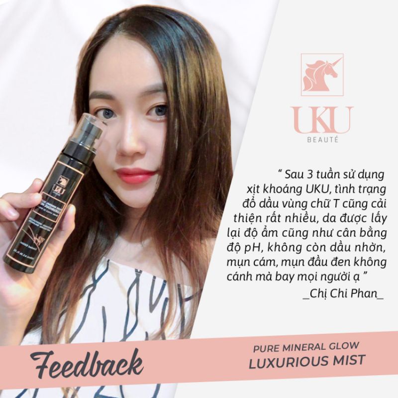 Xịt khoáng tươi cao cấp Pure Mineral Spray - Luxurious Mist UKU Beauté cấp ẩm kiềm dầu 100ml (màu đen cá tính) | BigBuy360 - bigbuy360.vn