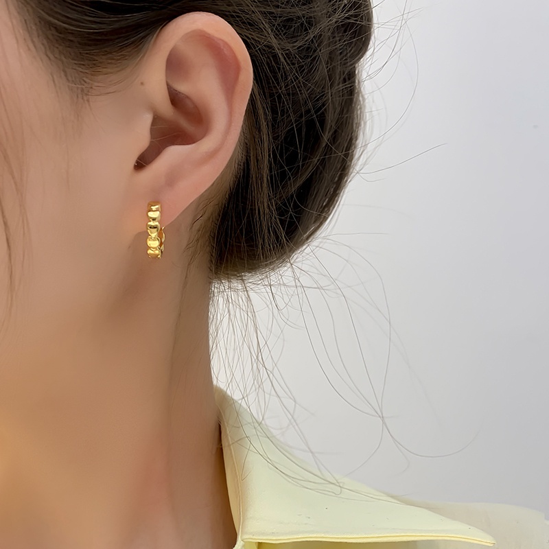 Khuyên tai WE FLOWER mạ vàng 14K/ mạ bạc S925 thiết kế trái tim tròn thời trang dành cho nữ