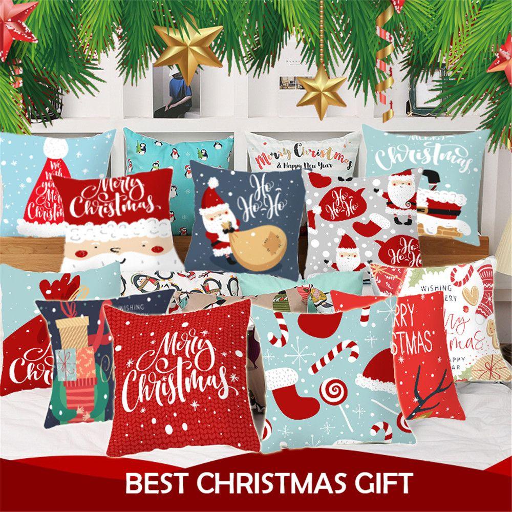 FOREVER Vỏ Gối Vuông 45X45CM In Họa Tiết Giáng Sinh Trang Trí Nhà Cửa